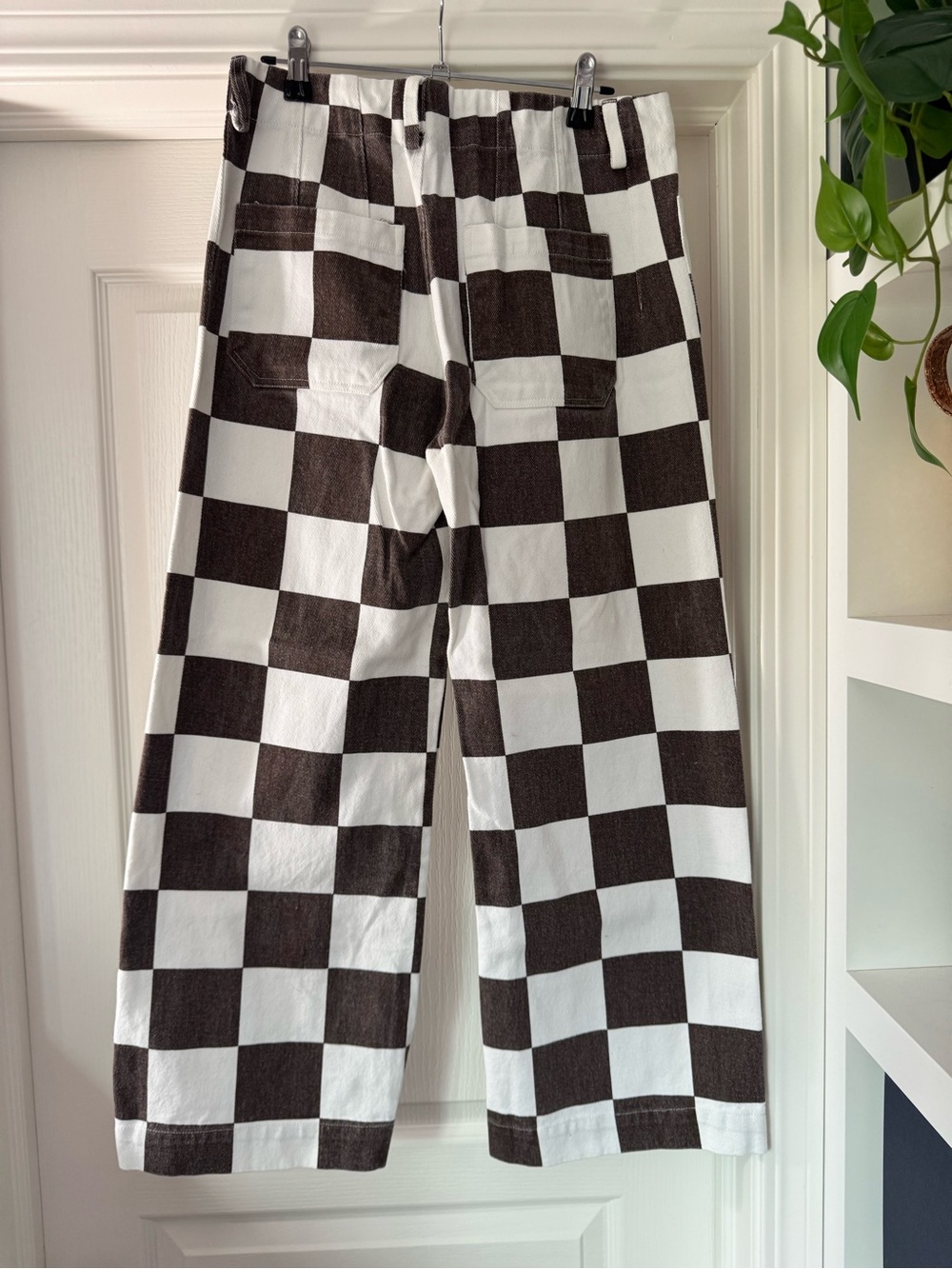 Papermoon Checkered White and Brown Wide Leg Pants - Picture 4 of 5